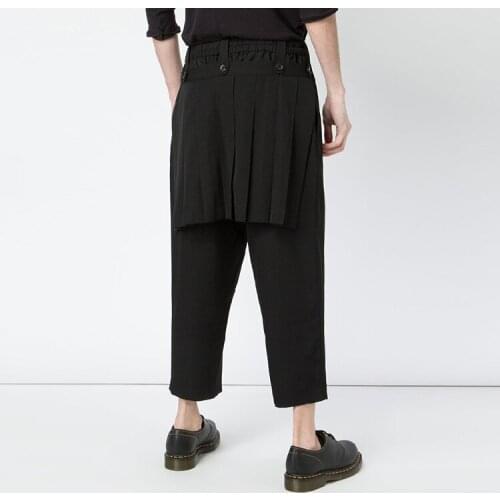 27-45 Customizable NEW mens clothing Fashion hair stylist Leisure splicing removable Nine points plus size costumes