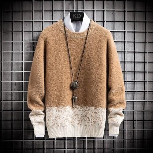 2021 new autumn and winter mens Christmas pullover O-neck cashmere sweater mens casual pullover sweater warm brushed men