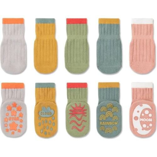 Newborn Baby Socks Fruit Letters Rubber Non-Slip Cotton Girls Toddler Socks 0-5Y Childrens Floor Socks Boys Clothes Accessories