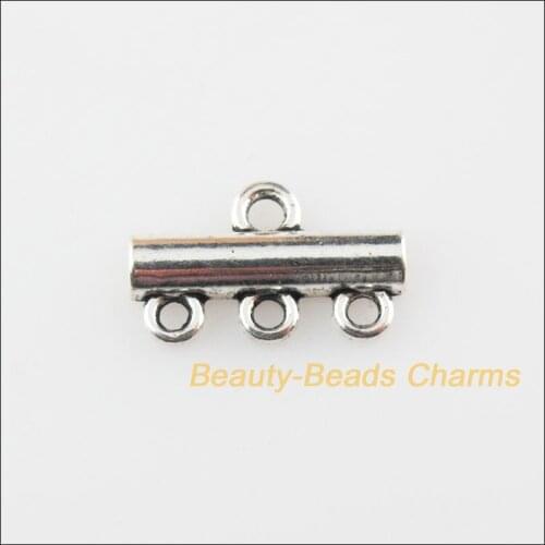 New 35Pcs Tibetan Silver Color 1-3 Smooth Charms Pendants Connectors 10x13mm