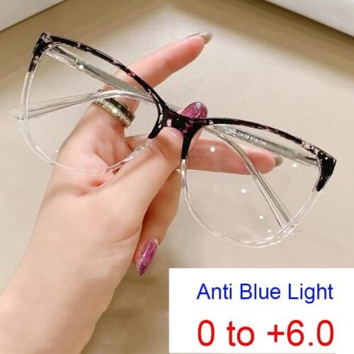 Fashion Women Reading Anti Blue Light Glasses Clear Cat Eye Presbyopia TR90 Finished Prescription Female Glasses Astigmatism