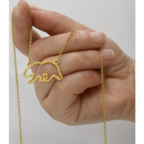 Stainless steel hollow kara bear necklace bear collarbone chain female fashion accessories simple and lovely first web celebrity