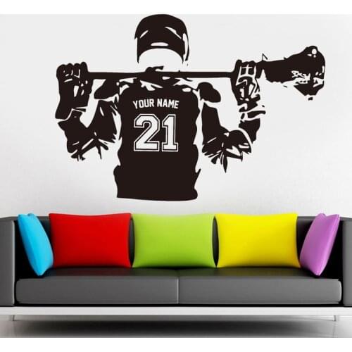 Personalized Name & Number Sport Baseball Player Wall Sticker Vinyl Home Decor Teens Room Playroom Decals Mural Wallpaper 4756