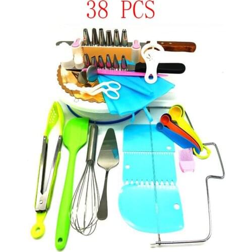 38 PCS DIY Baking Tool Plastic Cake Plate Turntable Rotating Anti-skid Round Cake Stand Cake Decorating Rotary Table Kitchen