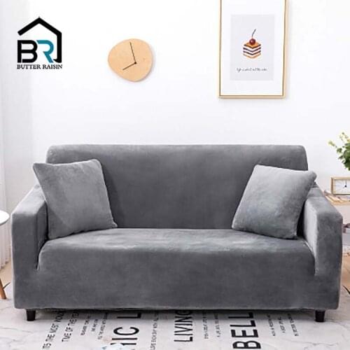 Plush Thicken Elastic Sofa Cover Universal Sectional Slipcover 1/2/3/4 Seater Solid Color Stretch Room Living For Covers Couch