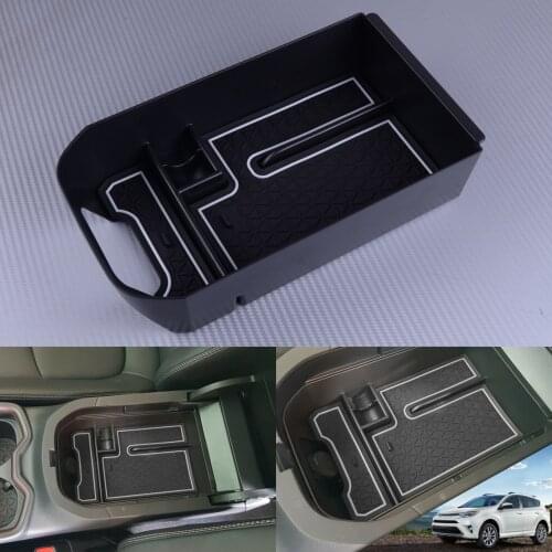 DWCX Black ABS Car Center Console Armrest Storage Box Tray Organizer Fit for Toyota RAV4 2019 2020