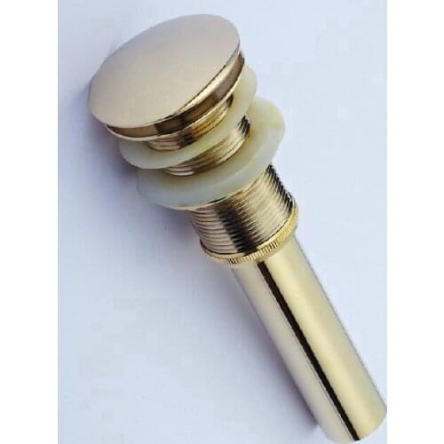 Polished Gold Color Brass Large Round Cap Pop Up Bathroom Sink Basin Waste / Drain Without Overflow Bathroom Accessory msd041