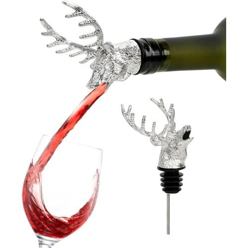 Funny Bottle Plug Bar Tools Wine Extractor Wine Pourer Wine Stopper Stainless Steel Bottle Cap Cover Deer Stag Head