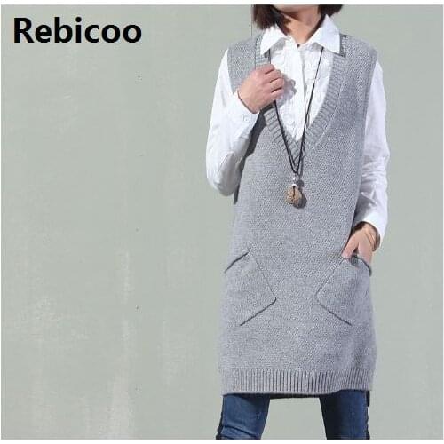 Женские вязаные жилеты Rebicoo China At AliExpress