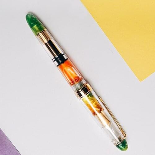LORELEI Resin Transparent Piston Fountain Pen with Golden Clip, Quality Iridium EF/F 0.38/0.5mm Ink Pen Gift for Business Office