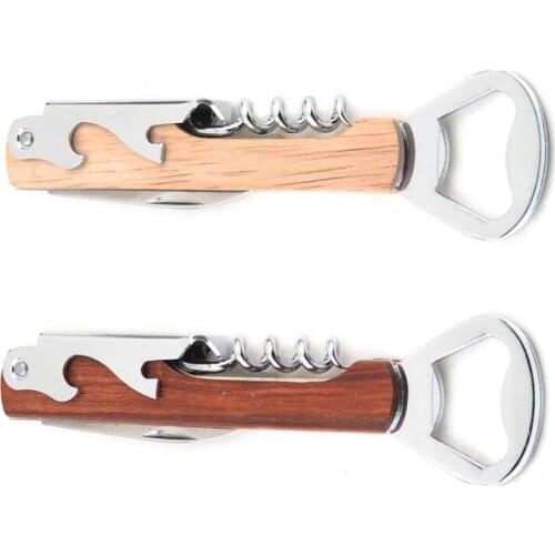 Wood Handle Wine Opener Multifunction Portable Wine Screw Corkscrew Opener Knife Beer Bottle Openers Gifts LX4335