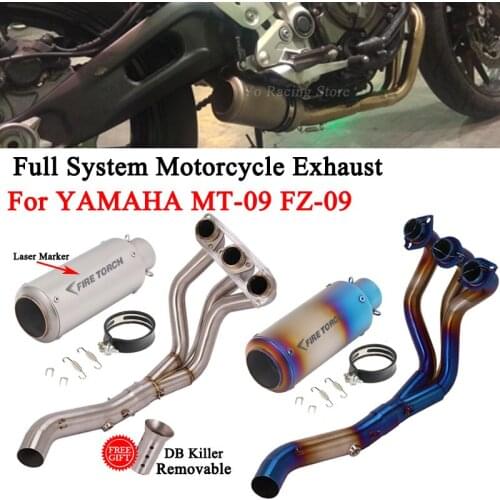 Full System Motorcycle Exhaust Modified DB Killer Muffler Escape Front Mid Middle Link Pipe For YAMAHA MT 09 MT-09 FZ-09 XSR900