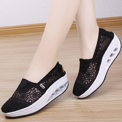 Lace Platform Shoes for Women Slip on Spring Summer Sneakers Fashion Platform Sandals Women Shoes Casual Comfy Plus Size Shoe