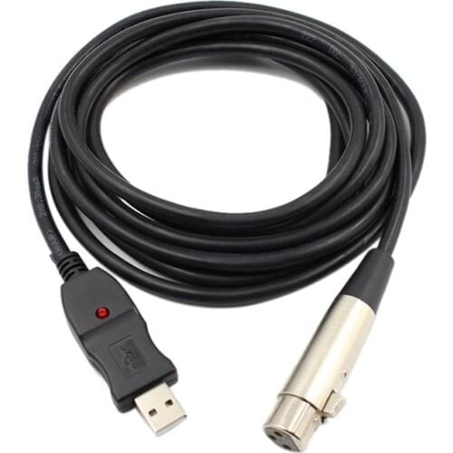 USB Male To 3 Pin XLR Female Microphone MIC Studio Audio Link Cable 3M USB Cable