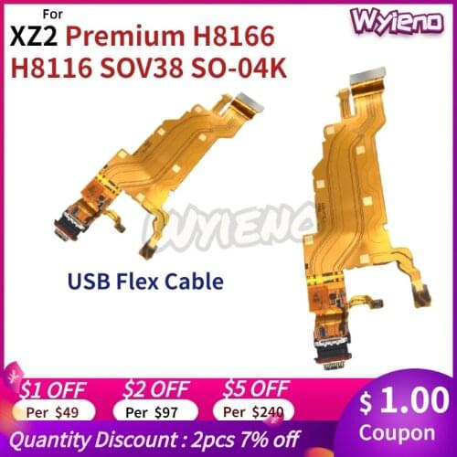 Wyieno For Sony Xperia XZ2 Premium H8166 H8116 USB Dock Charging Port Type C Charger Plug Flex Cable Board Ribbon 10pcs/lot
