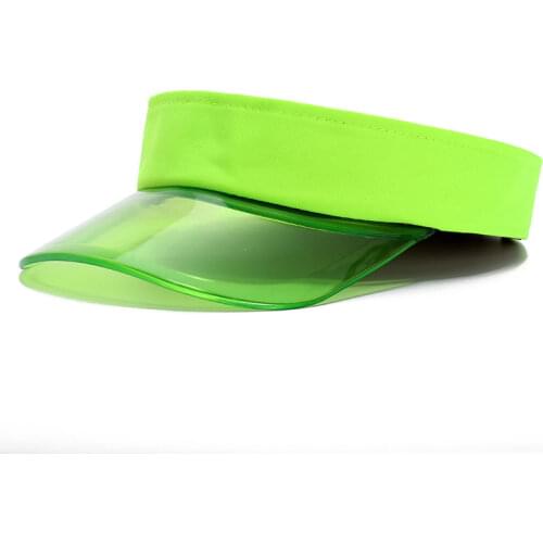 Bright Color Plastic Sun Visors for Women Swimming Transparent Sun Visor Cap Hat Beach Neon Green Pink Leopard Brown