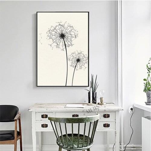 YongHe Nordic style Milu Deer Feather The Dandelion Decorative Painting Spray Painting Literature And Art Wall Deco Frameless