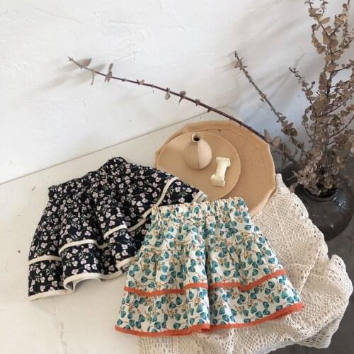 Girls' skirt 2021 spring and summer new Korean baby girls' floral skirt kids clothes layers Tutu Cute Skirts Clothing