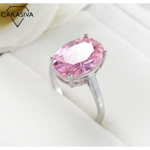 Womens 925 Silver Pink Zircon Ring Simple and Generous Jewelry Engagement Wedding Party Gifts Fine Jewelry