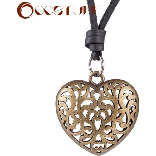 Vintage Love Heart Pendants Women Jewelry Statement Necklaces & Pendants Kolye Vintage Long Leather Necklace Chokers Jewellery