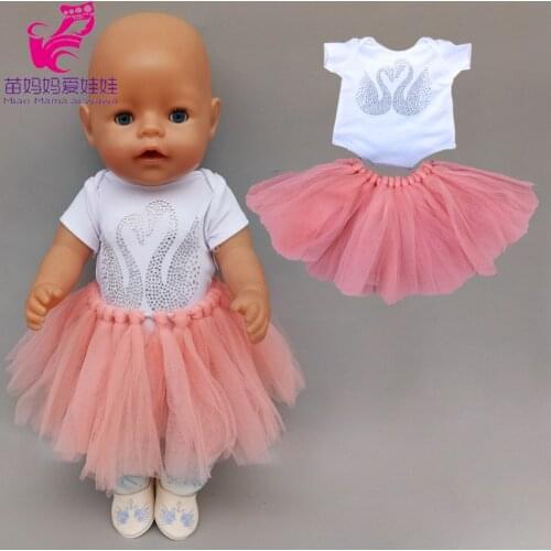 18 inch doll pink swan lace princess dress fit for 43cm baby doll dress 18" doll clothes