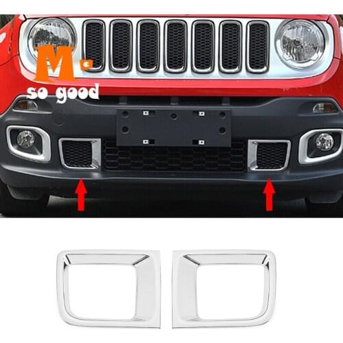 2015 2016 2017 2018 for Jeep Renegade Car ABS Plastic Chrome Front Bumper Grill Grille Air Vent Outlet Bezel Frame Cover Trim
