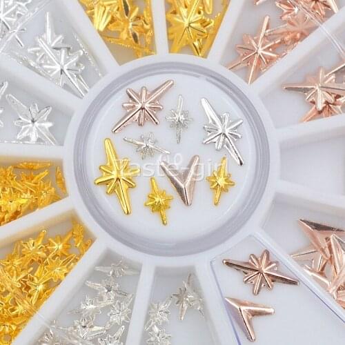 2 sizes Gold silver 3D Metal starlight arrowhead triangle shape wheel For Nail Art Tips Decoration beauty Styling Accessories
