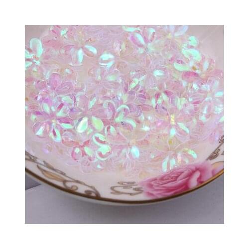 600pcs/lot 15mm Flower Sequins Cup Six Petals With 1 Center Hole Plum Blossom Transparent AB Confetti