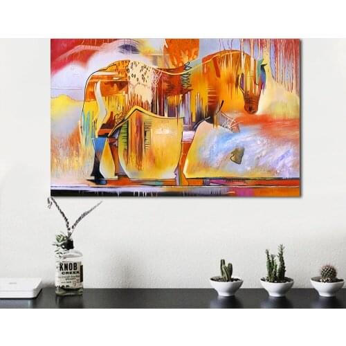 Abstract Oil Paintings Wall Art Canvas Print Animal Painting Horse Picture for Living Room Home Decor No Frame