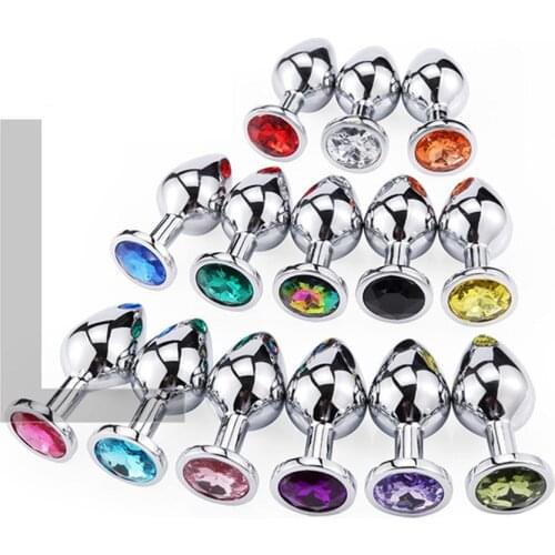 Anal Beads Crystal Jewelry Round Butt Plug Stimulator Sex Toys Dildo Stainless Steel Anal Plug for Gay Couple Anal Plug Tail Gag