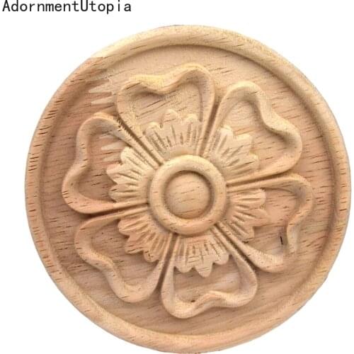2PCS Wood Carved Long Onlay Applique Unpainted Flower Walls Cabinets Door Vintage Home Decor Decorative Type Kawaii Craft