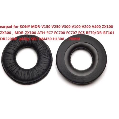 Free ship. 1pair. replacement earpad for philp SBC HM450 HL308.DR-BT101 DR220DP. MDR-V150 V250 V300 V100 V200 V400 earpad. 70MM
