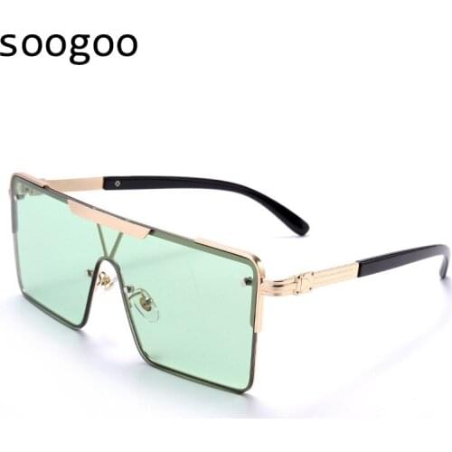 Oversized Square One-Piece Sunglasses Mens 2021 Trendy Luxury Brand Designer Sunglasses UV400 Lunettes