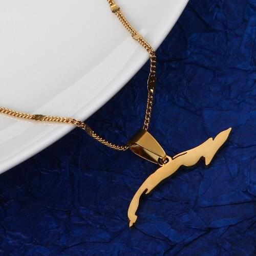 Stainless Steel Fashion Cuba Map Pendant Necklaces For Women Map of Cuba Chain Jewelry