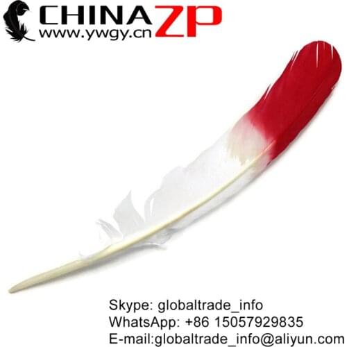 CHINAZP Factory Exporting 50pcs/lot Good Quality Dyed RED Half Dipped Tom Turkey Rounds Wing Quill Feathers