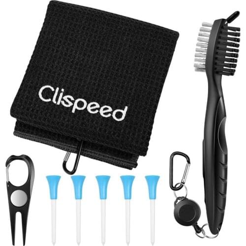 Clispeed 8PCS/SET Eco-Friendly Golf Towel Kit Golf Tools Cleaning Brush For Club
