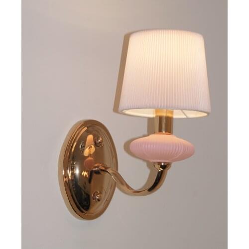 Children room white/pink wall Light fixtures indoor Ceramic Wall Lamp for Bedroom Girls Boys Bedside Cloth shade wall sconce