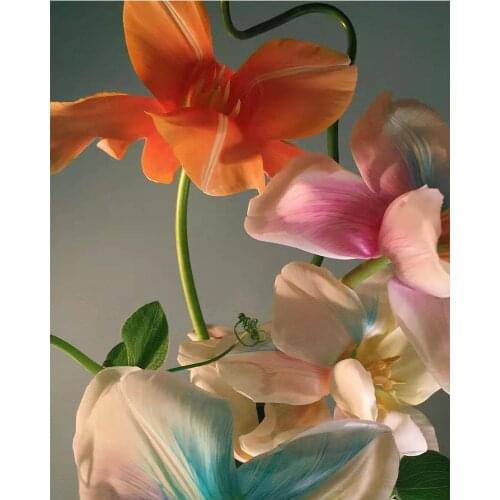 GATYZTORY 5D DIY Diamond Painting Flowers Diamond Embroidery Full Square Drill Mosaic Cross Stitch Home Decor