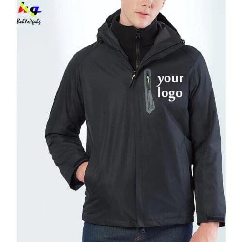 Custom logo spring and autumn winter men and women can be three-in-one coat detachable liner two-piece outdoor jacket XXS-4XL