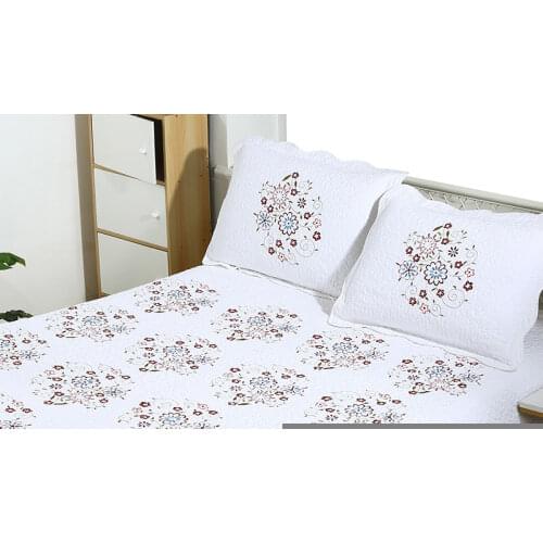 Plain Bedspread for Bed Quilt Set Embroidered Quilts 3 Piece White Quilted Coverlet Bed Cover Shams Queen Summer Blanket CHAUSUB