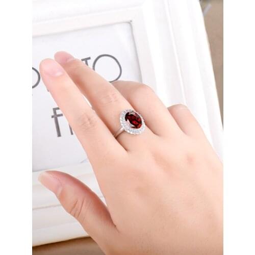 Red gem Garnet rings， 925 sterling silver， luxury Jewelry 2020， acessorios feminino, gifts for women， wedding halloween