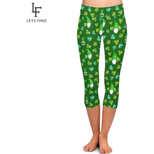 LETSFIND High Quaility Summer New Gnomes Print Fitness Capri Leggings Fashion High Waist Soft Stretch Women Legings Plus Size