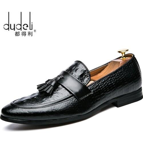 Crocodile Pattern Autumn Men Loafers Tassel Spring Causal Leather Shoes Men Slip On Formal Soft Big Size 47 Male Flats