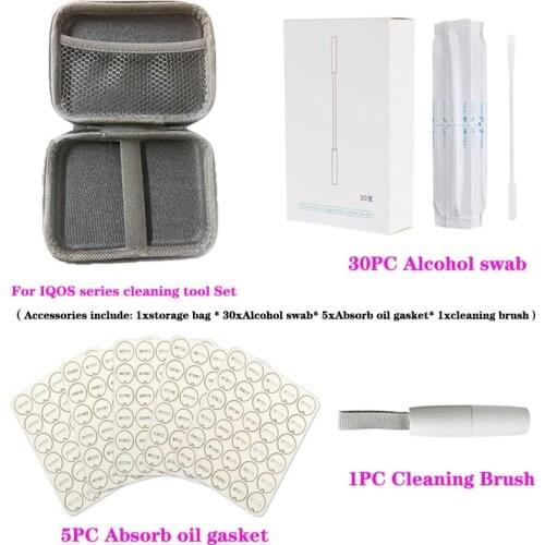 Clean Set 30pcs clean sticks with 150pcs absorb oil gasket with 1pcs clean brush with zipper bag for IQOS 3.0 Duo Clean Tool