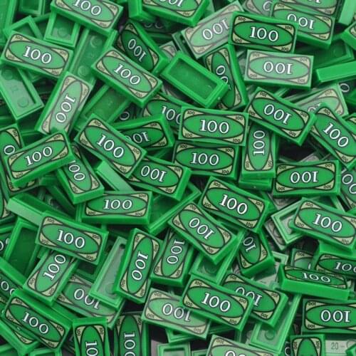 50-100pcs Cash Dollar Bill City Gold Silver Money Coins Brick DIY Accessories MOC Building Block 3069 Compatible With Leduo