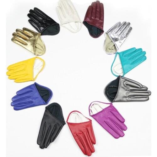Multi Colors Female Gloves New Tight Half Palm Gloves Imitation Leather Five Finger Mittens Fashion Cosplay Accessory