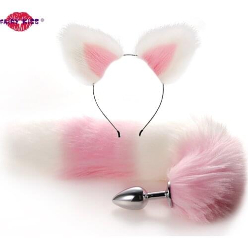 Fox Tail Butt Plug Set With Hairpin Sex Toys For Couple Cosplay Stainless Smooth Steel But Anus Anal Plug Kit Butplug Adult Game
