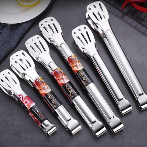Stainless Steel Food Tongs Non-Stick Serving Tongs Barbecue Tongs Anti Heat Bread Clip Salad Bread Serving Tong for Kitchen