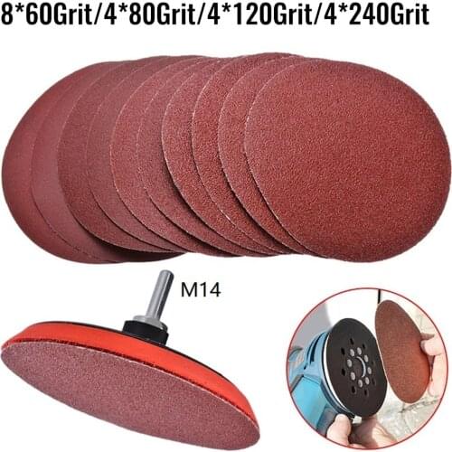 20pcs 125mm Sander Disc Sanding Discs 60/80/120/240Grit Sandpapers W/ Abrasive Polishing Pad & M14 Drill Adapter For Rotary Tool