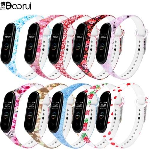 BOORUI Pulseira Mi band 5 Strap Inteligente Smart Accessories Silicone Printing Wrist Strap for xiaomi mi band 5 bracelets